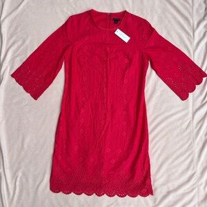 NWT ANN TAYLOR eyelet shift dress color hot hibiscus women’s size 2